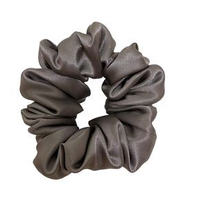 Satin Hair Scrunchie. Gray. Mini